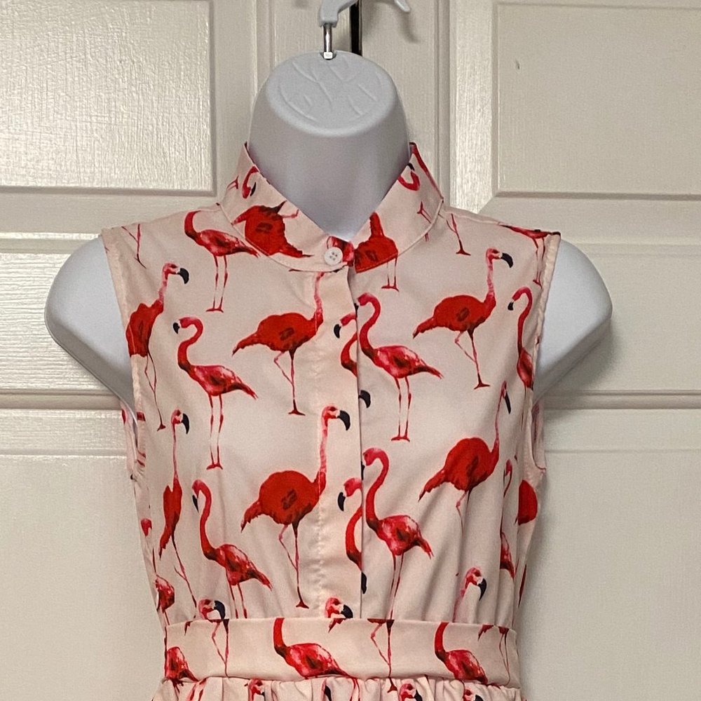 Ladies Flamingo Print Short Dress Light Weight